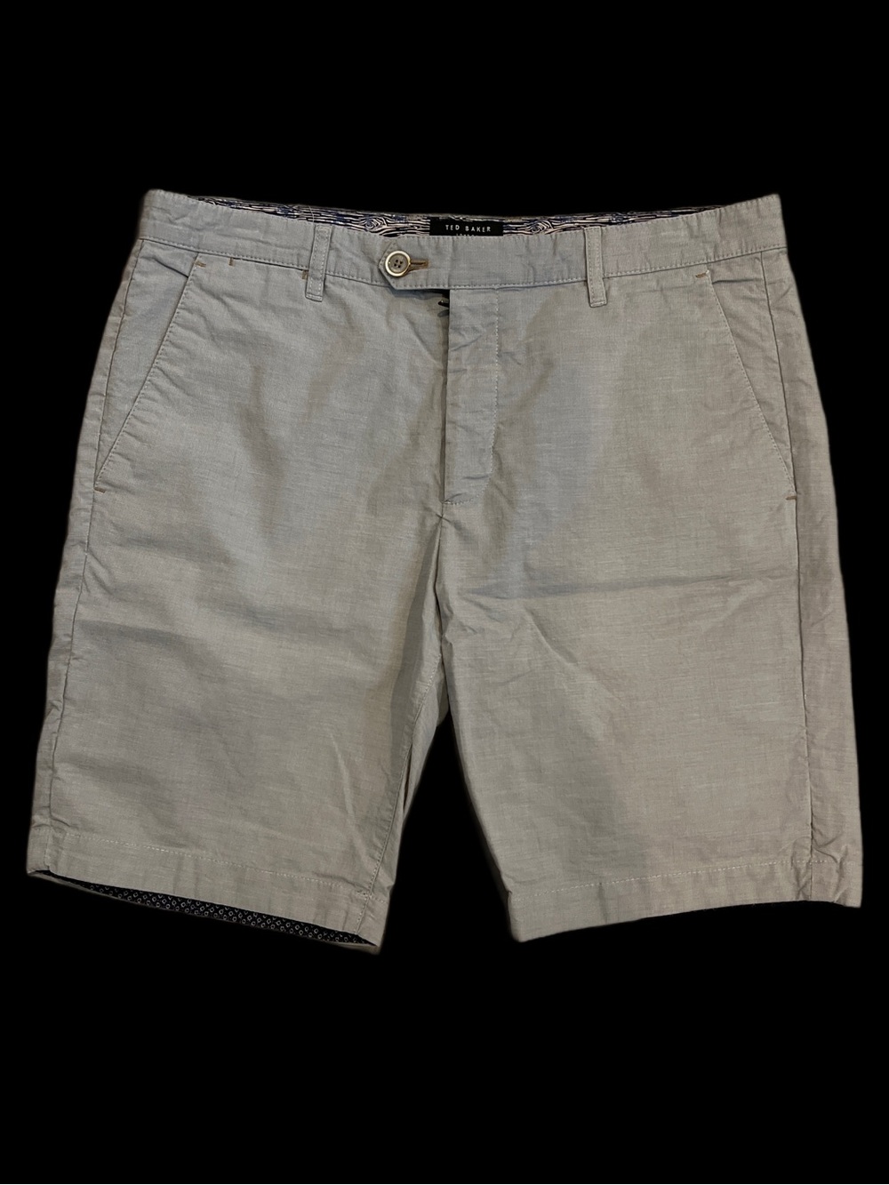 Ted Baker Men's Light Gray Flat Front Cotton Shorts